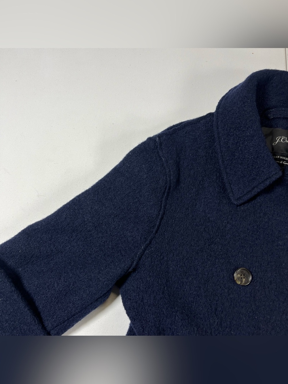J Crew Italian Boiled Wool Jacket Pea Coat Navy Blue Pockets Button Up Women’s 4 - Picture 5 of 13